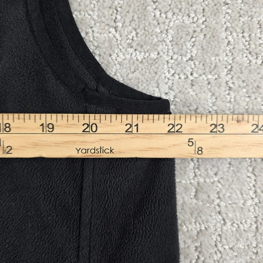 Lands End Outfitters Mens Medium Fleece Vest Black Full Zip Mock Neck Pockets